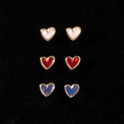 Blazin Roxx Set of 3 Heart Earrings Multi Colored