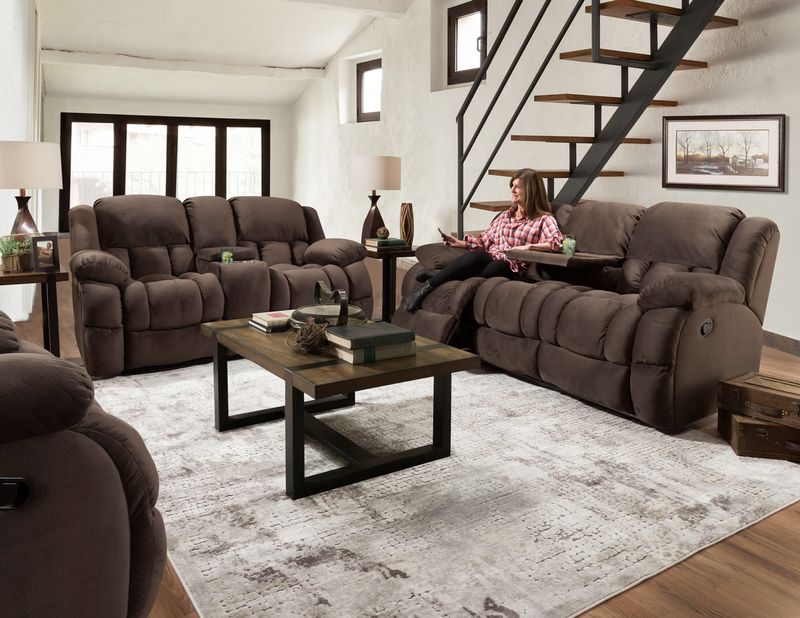 Corinthian Beluga Chocolate Motion Loveseat  29901-40