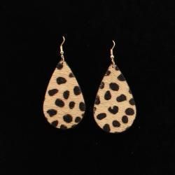 Silver Strike Earrings Teardrop Cheetah Print