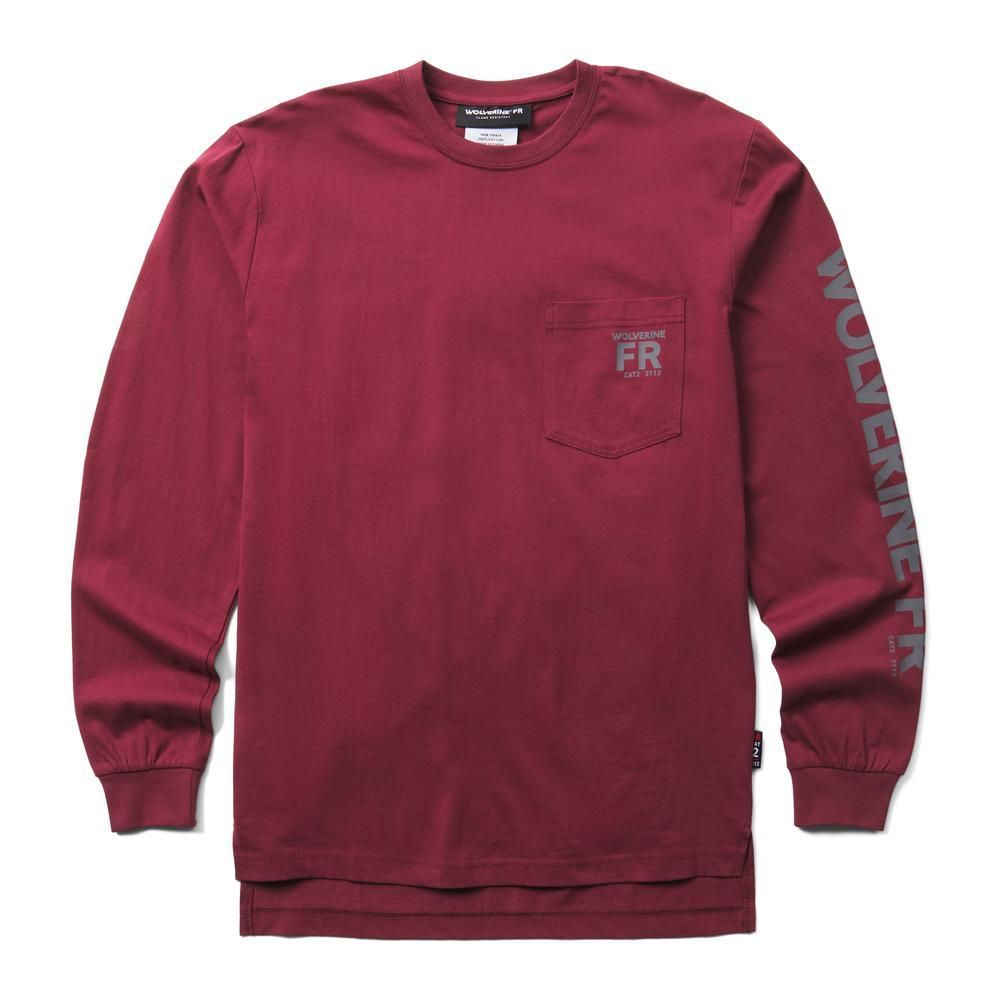 WOLVERINE FR LS GRAPHIC TEE, Color: W1211470-601 BURGANDY, Size: M