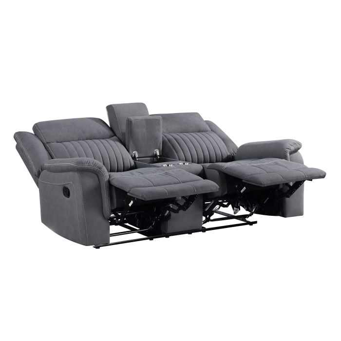 Dean Double Reclining Loveseat w/Console (9646GY-2)