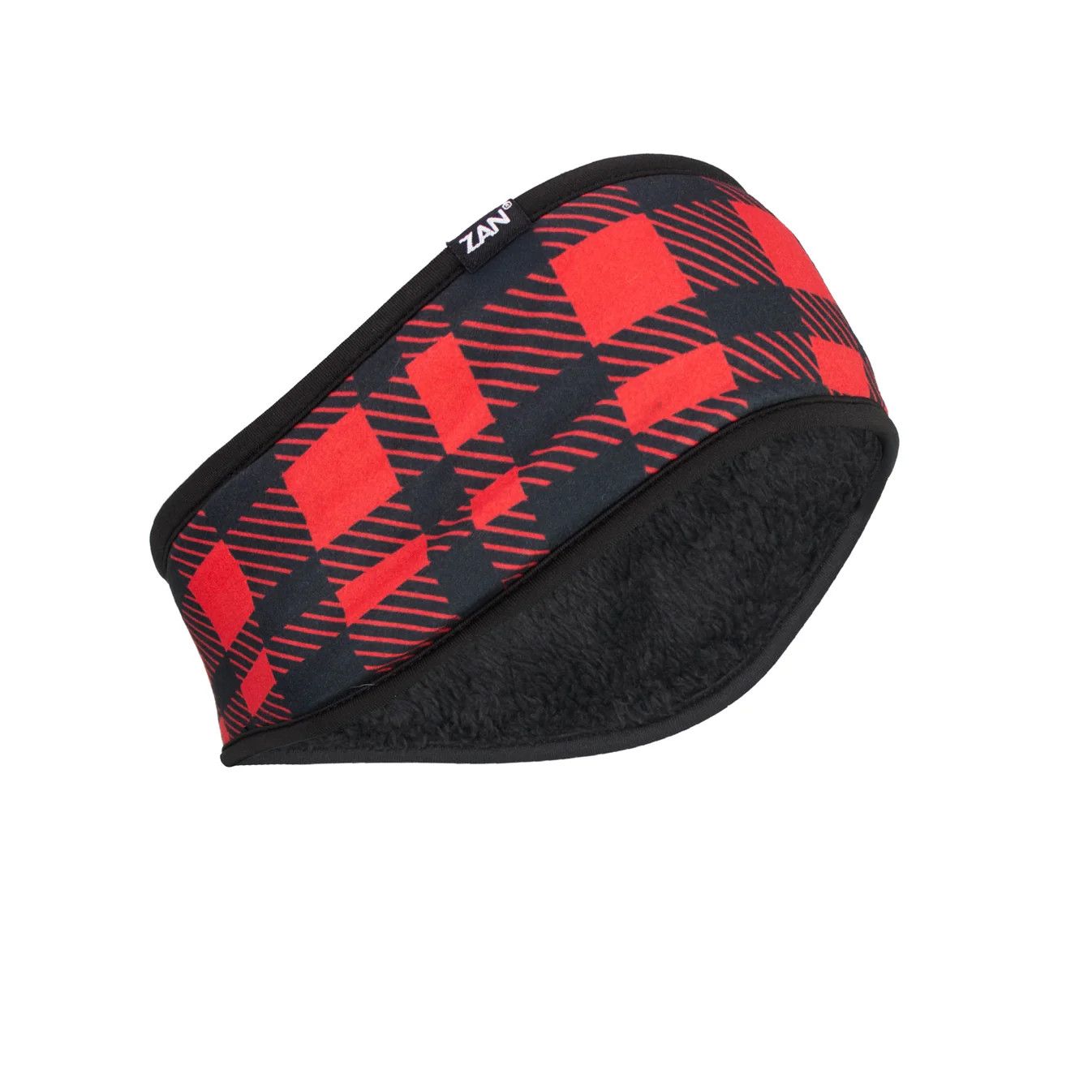 Zan Ear Headband Sportflex Series High Pile fleece Red Buffalo Plaid WEWH125