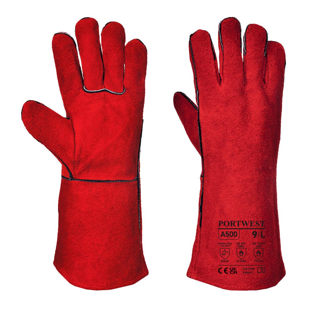 PORTWEST A500 Welders Gauntlet RED , Size: XL