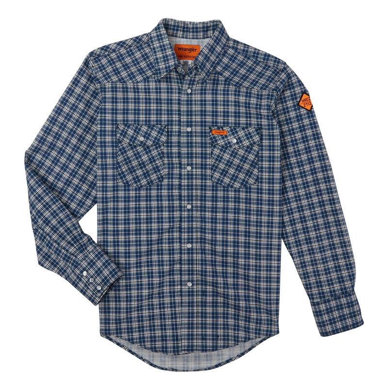 **WRANGLER FR WSTRN WRKSHRT NAVY PLAID FR122BW