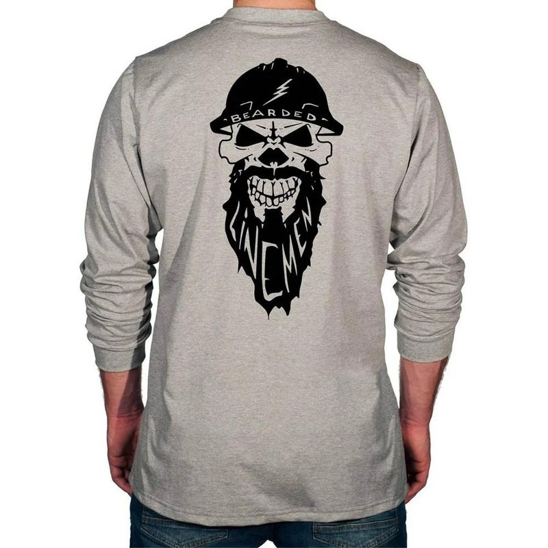 Benchmark FR Long Sleeve Bearded Lineman Brotherhood Shirt – Light Gray (3118FRLG-BLB)