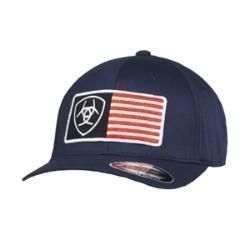 Ariat Mens Flexfit Cap Shield Usa Flag Navy A300045003, Size: S/M