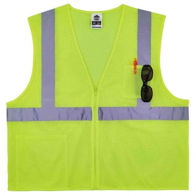 Ergodyne GloWear® Self-Extinguishing Hi-Vis Safety Vest Lime, Type R Class 2- 8256Z