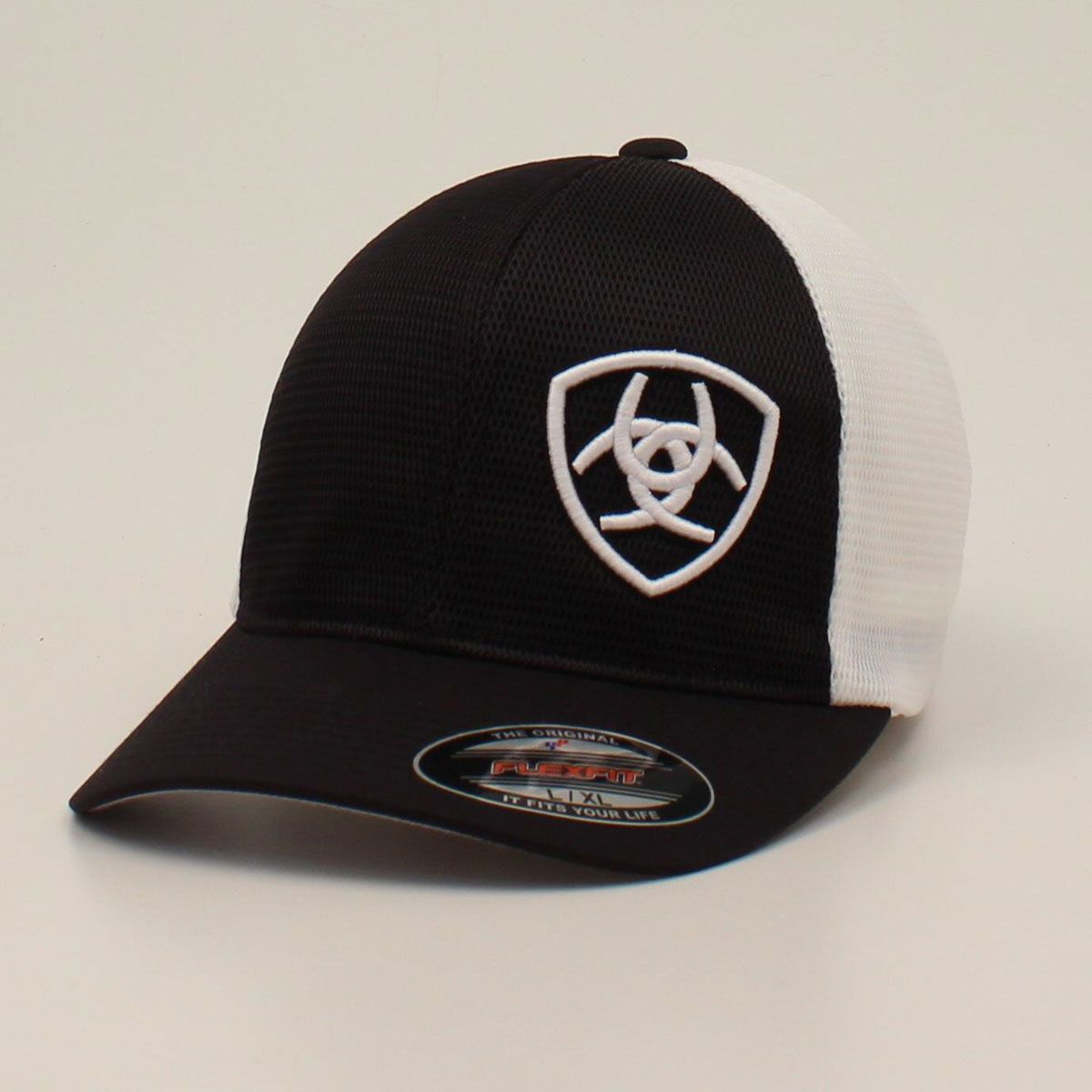 Ariat Men's Flexfit 360 Mesh Cap – Black & White (A300039001) Ariat Men's Flexfit 360 Mesh Cap – Black & White (A300039001), Size: S/M
