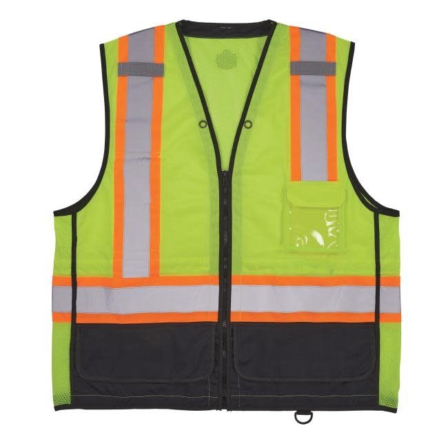 ERGODYNE GloWear 8251HDZBK Two-Tone Orange Hi-Vis Safety Vest Black Bottom -  Type R, Class 2, Zipper