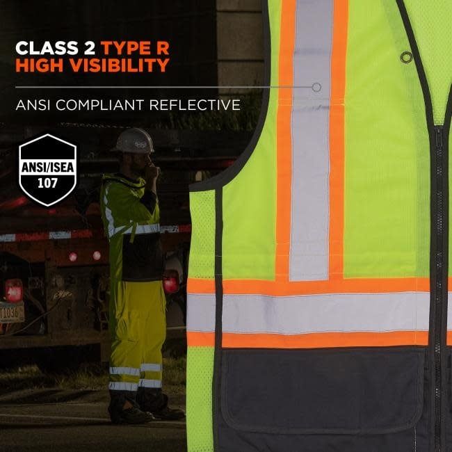 Ergodyne GloWear® Two-Tone Hi-Vis Safety Vest Orange/Black, Type R Class 2- 8251HDZBK