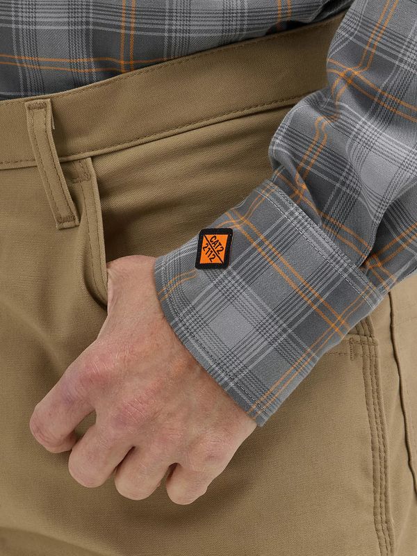 Wrangler FR Snap Workshirt Grey/Orange Plaid- 112350737
