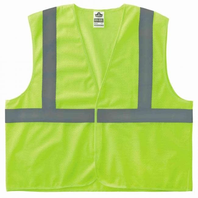 Ergodyne GloWear 8205HL Mesh Lime Hi-Vis Safety Vest - Type R, Class 2, Hook + Loop, No Pockets Ergodyne GloWear 8205HL Mesh Lime Hi-Vis Safety Vest - Type R, Class 2, Hook + Loop, No Pockets