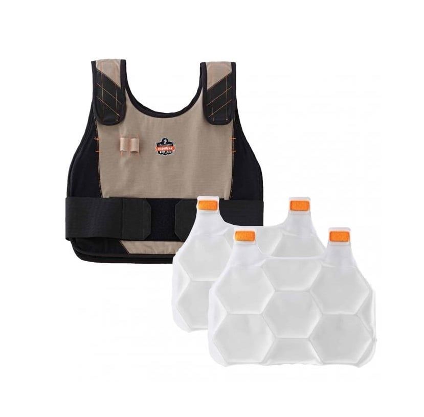 ERGODYNE PREMIUM FR PHASE CHANGE COOLING VEST PACKS 6215 ERGODYNE PREMIUM FR PHASE CHANGE COOLING VEST PACKS 6215, Color: KHAKI, Size: S/M