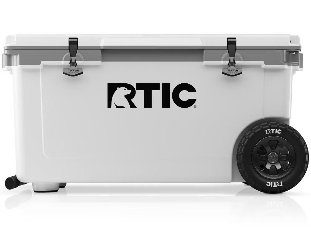 RTIC 72 QT ULTRA-LIGHT WHEELED COOLER, Color: WHITE & GREY
