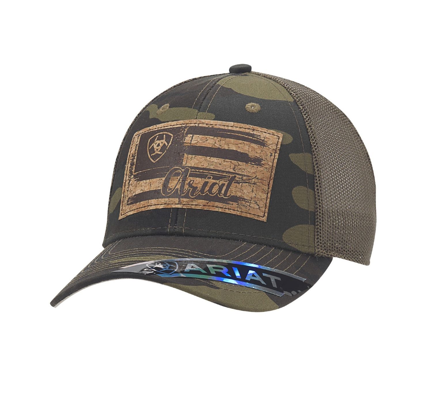 Ariat Hat Ladies Snap Back Cap Flag Cork Logo Camo A3000160222 Ariat Hat Ladies Snap Back Cap Flag Cork Logo Camo A3000160222