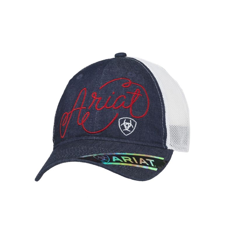 Ariat Women's Cursive Logo Denim Mesh Back Cap – Blue (A300015620)**