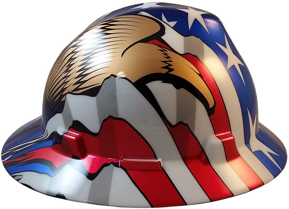 MSA IT-10071159 Patriotic HardHat with USA flag and 2 eagles MSA IT-10071159 Patriotic HardHat with USA flag and 2 eagles