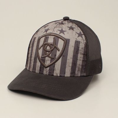 Ariat Mens Snap Back Usa Flag Embroidered Shield Grey A300026006** Ariat Mens Snap Back Usa Flag Embroidered Shield Grey A300026006**