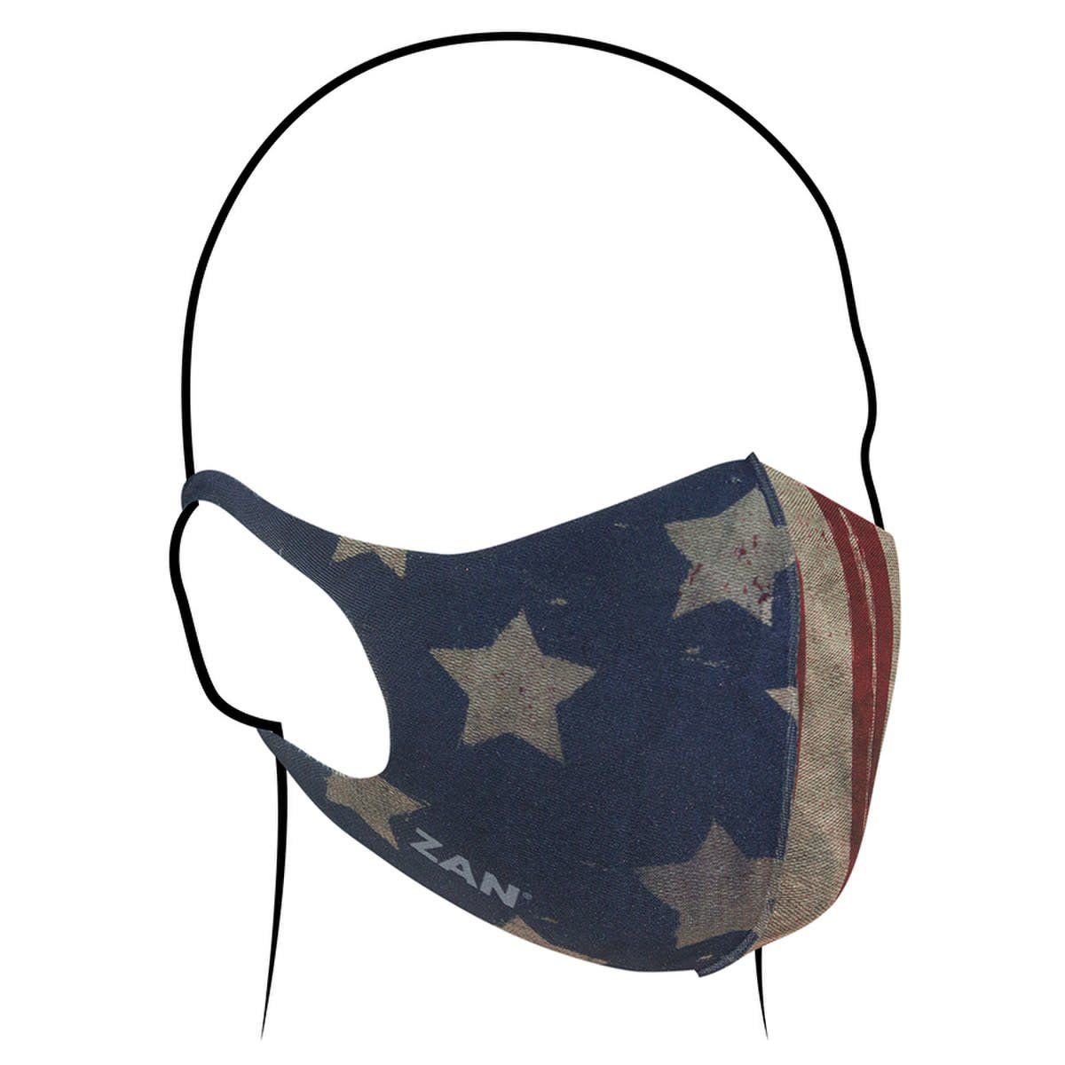 Zan Lightweight Face Mask 2- Pack Patriot & Black FMLW408 2 for $5***