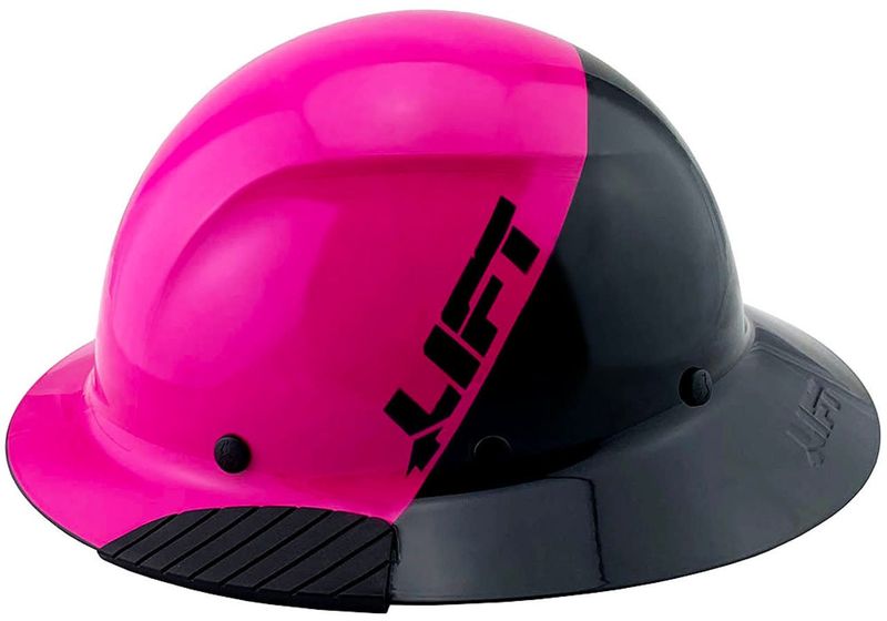 Dax Fiberglass Composite Hard Hat - Full Brim Glossy Black and Pink HDF50-21PK