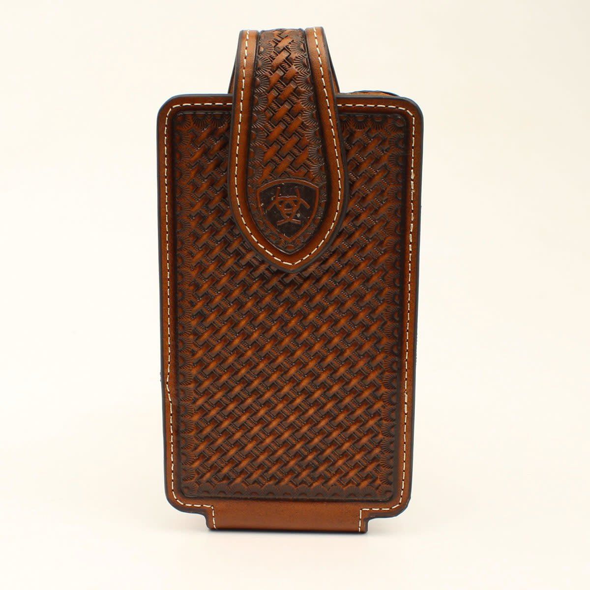 Ariat Men's Basketweave Embossed Leather Cell Phone Case – Brown (A0601702) Ariat Men's Basketweave Embossed Leather Cell Phone Case – Brown (A0601702)