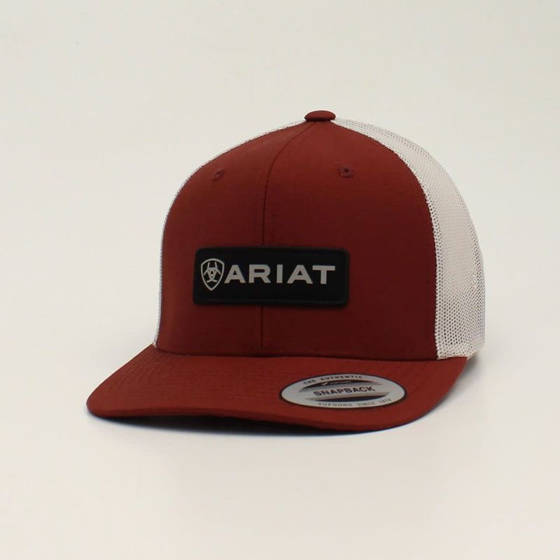Ariat Hat Mens Snap Back Rectangle Logo Red A300015504