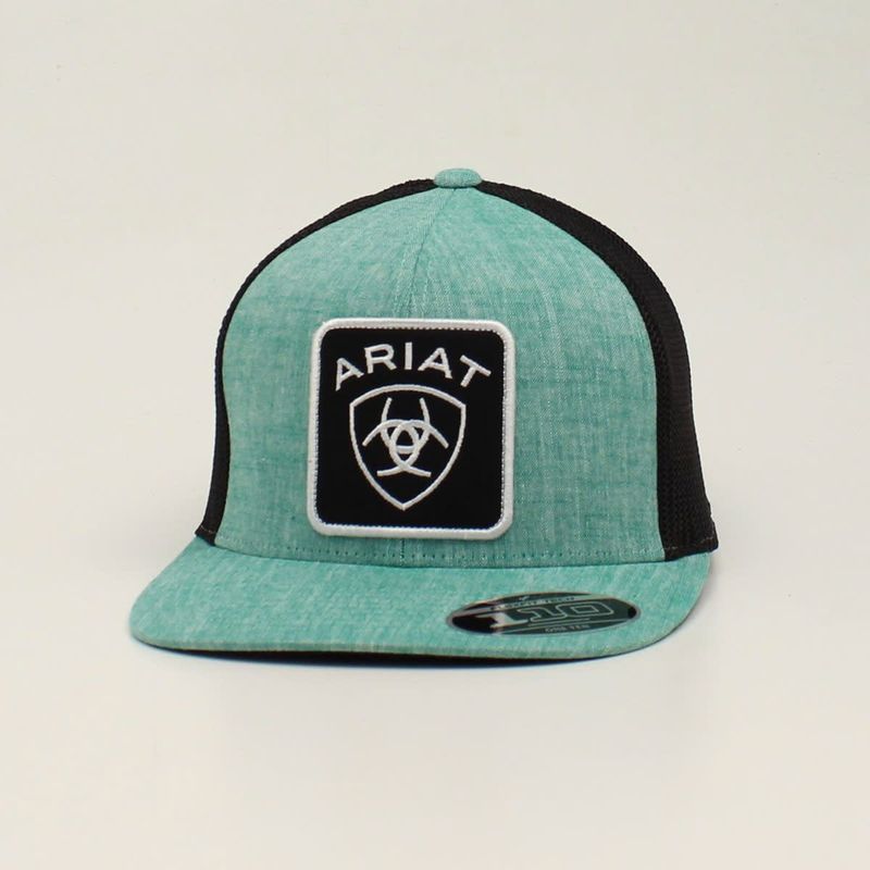 Ariat Hat Mens Snap Back Flex Fit 110 Large Patch Logo Green A300014828