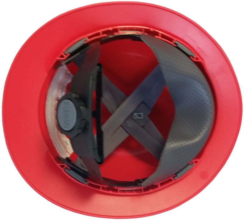 MSA Red Advance Full Brim Vented Hard hat with 4 point Ratchet Suspension
