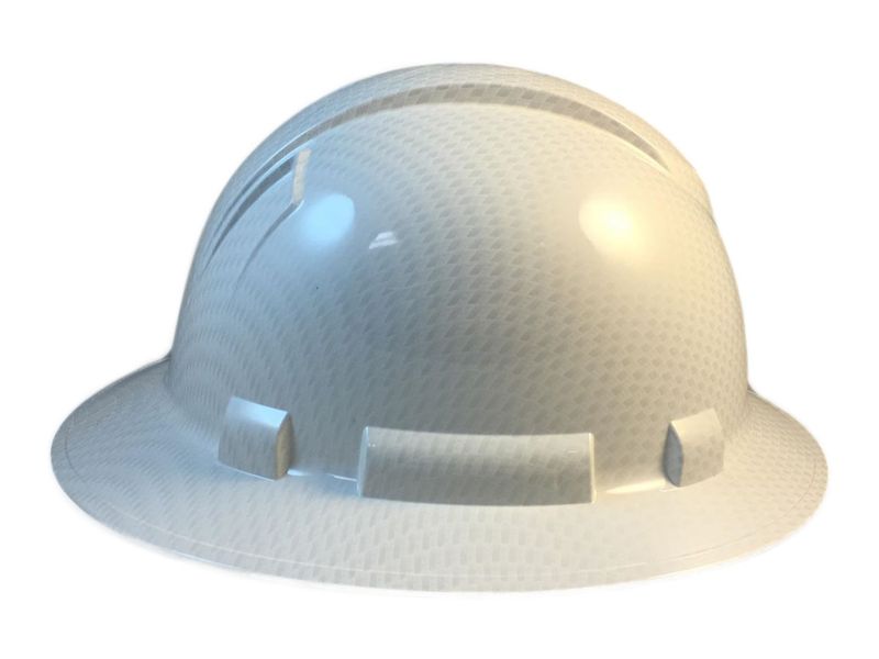 Pyramex HP54116S Ridgeline Full Brim Style Hard Hat with Shiny White Graphite Pattern - 4 Point Suspensions