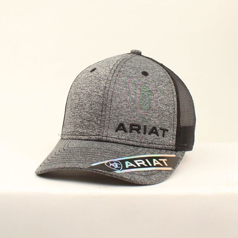 Ariat Men's Heathered Logo Mesh Back Cap – Black (A300005001)