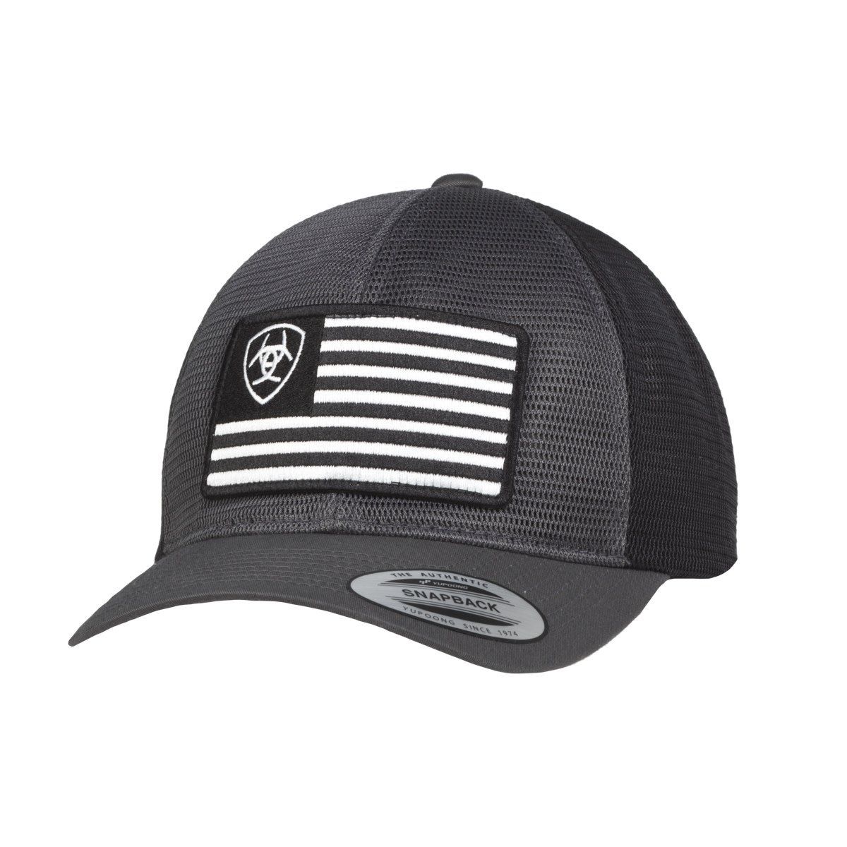 Ariat Mens Flexfit Cap Shield Flag Charcoal Black A300043001 Ariat Mens Flexfit Cap Shield Flag Charcoal Black A300043001