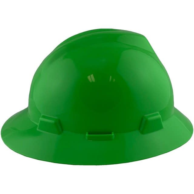 MSA V-Gard Full Brim Hard Hats with Fas-Trac Suspensions Lime Green