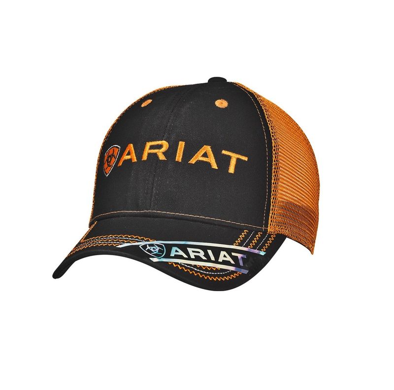 Ariat Men's Black & Orange Mesh Back Ball Cap – (15160276)