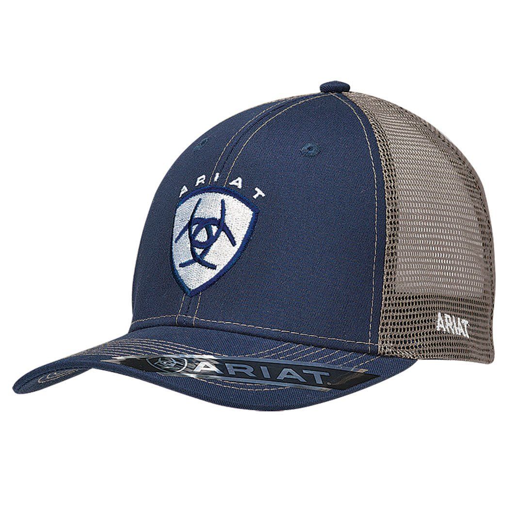 Ariat Men's Shield Logo Mesh Back Cap – Navy with Tan Accents (1595303) Ariat Men's Shield Logo Mesh Back Cap – Navy with Tan Accents (1595303)