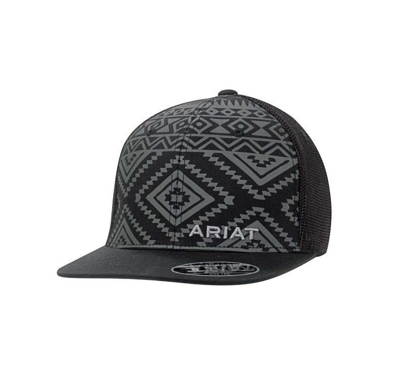 Ariat Men's Flexfit 110 Aztec Mesh Back Cap – Black & Grey (1508701)