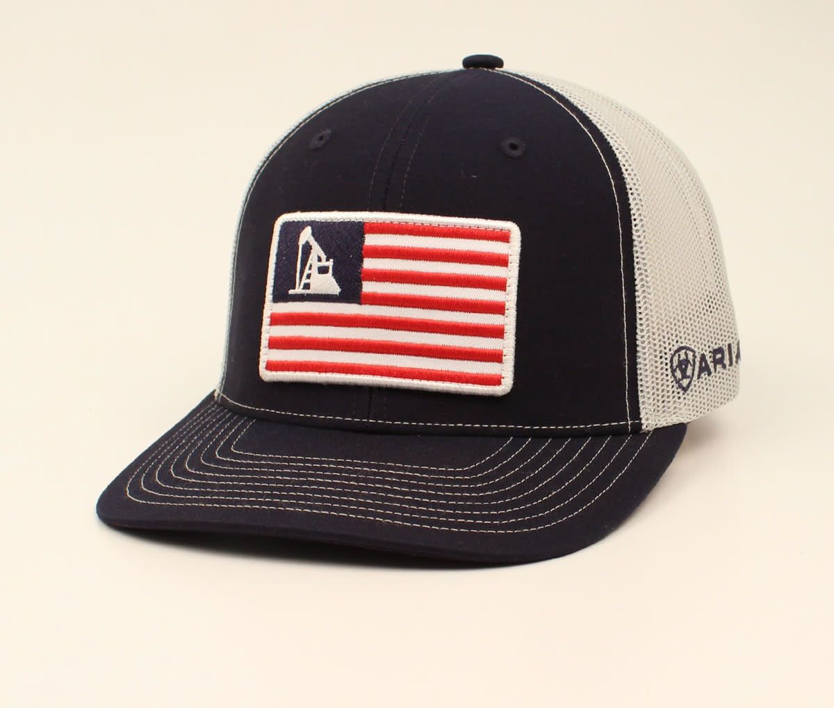 Ariat Hat A300009103  MENS CAP R112 OILRIG USA FLAG PATCH BLUE