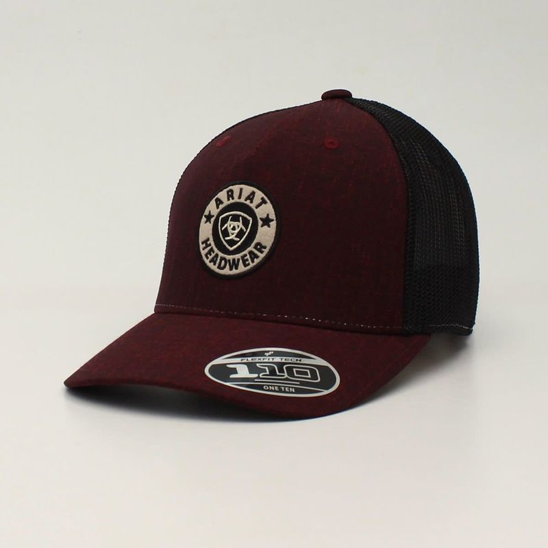 Ariat Men's Flexfit 110 Round Shield Logo Mesh Back Cap – Wine (A300012855)