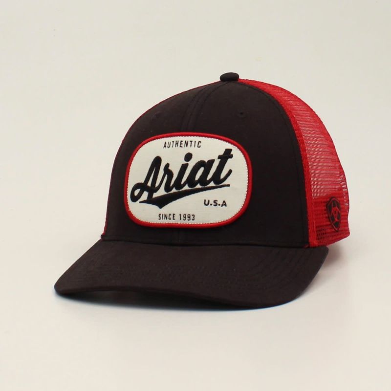 Ariat Men's Oval Logo Mesh Back Cap – Black & Red (A300013204)