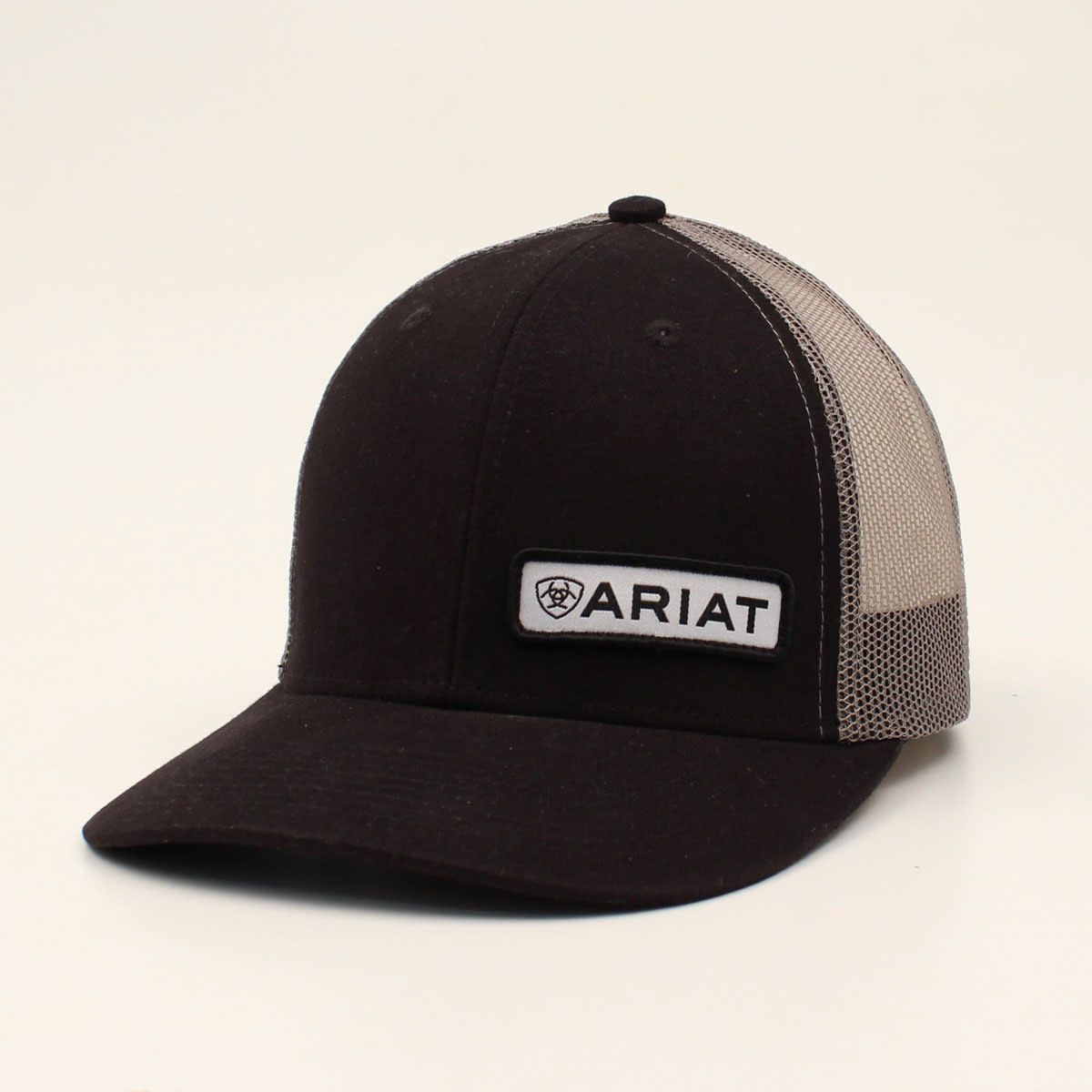 Ariat Men's Richardson 112 Offset Logo Patch Mesh Snapback Cap- Black (A300000501)