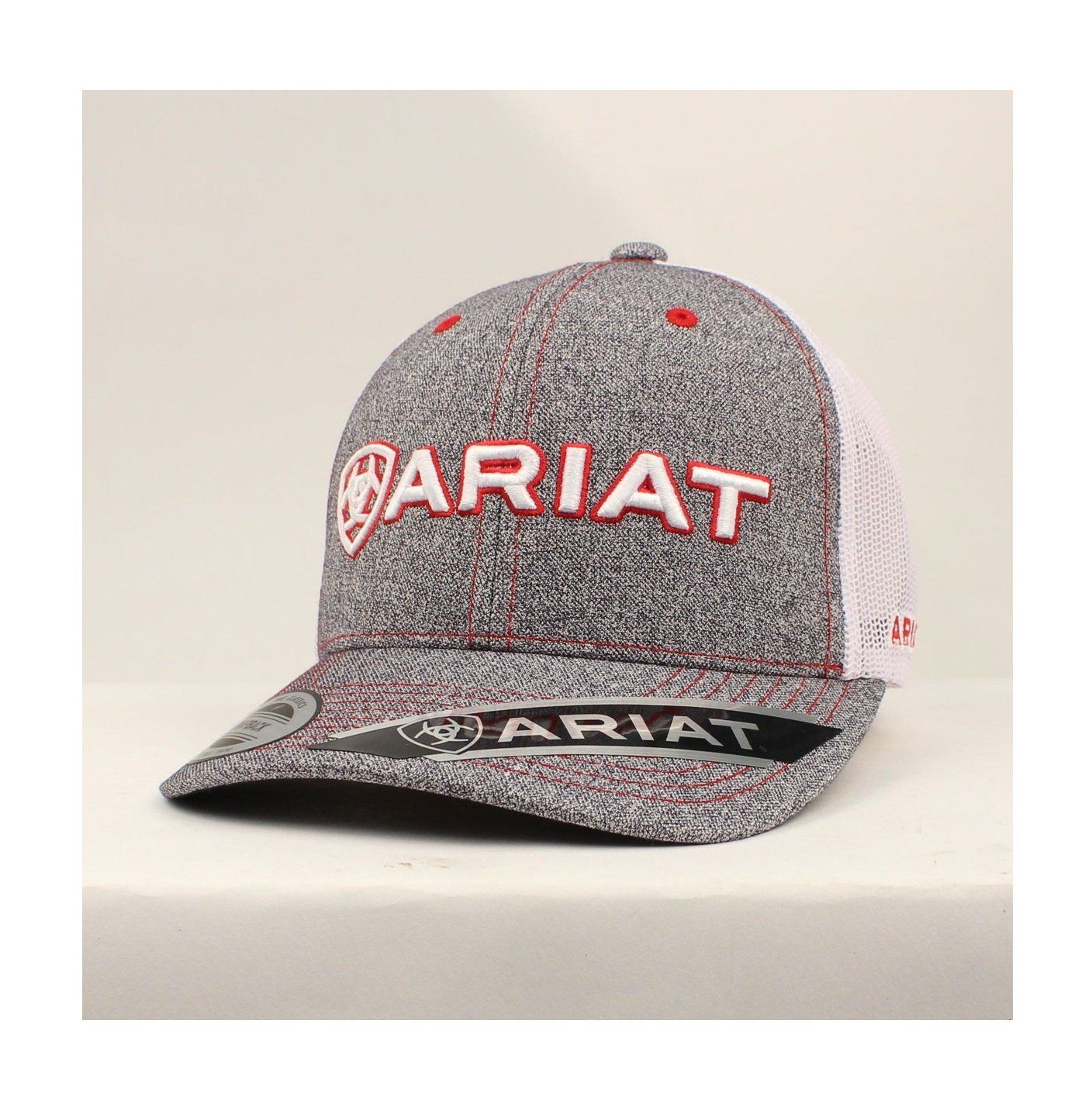 Ariat Men's Red & White Embroidered Logo Mesh Snapback Cap- Grey (A300000806) Ariat Men's Red & White Embroidered Logo Mesh Snapback Cap- Grey (A300000806)