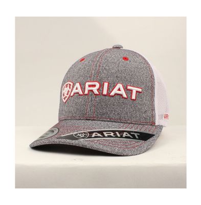 Ariat Men's Red & White Embroidered Logo Mesh Snapback Cap- Grey (A300000806) Ariat Men's Red & White Embroidered Logo Mesh Snapback Cap- Grey (A300000806)