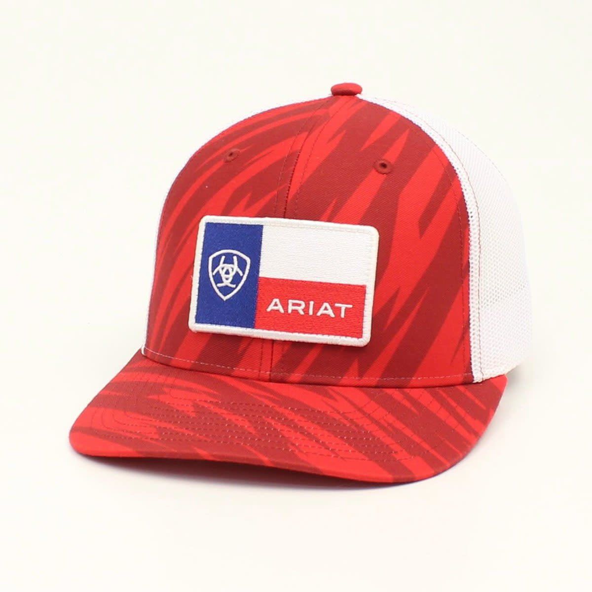 Ariat Men's Richardson 112 Zig Zag Flag Patch Mesh Snapback Cap- Red (A300017204)