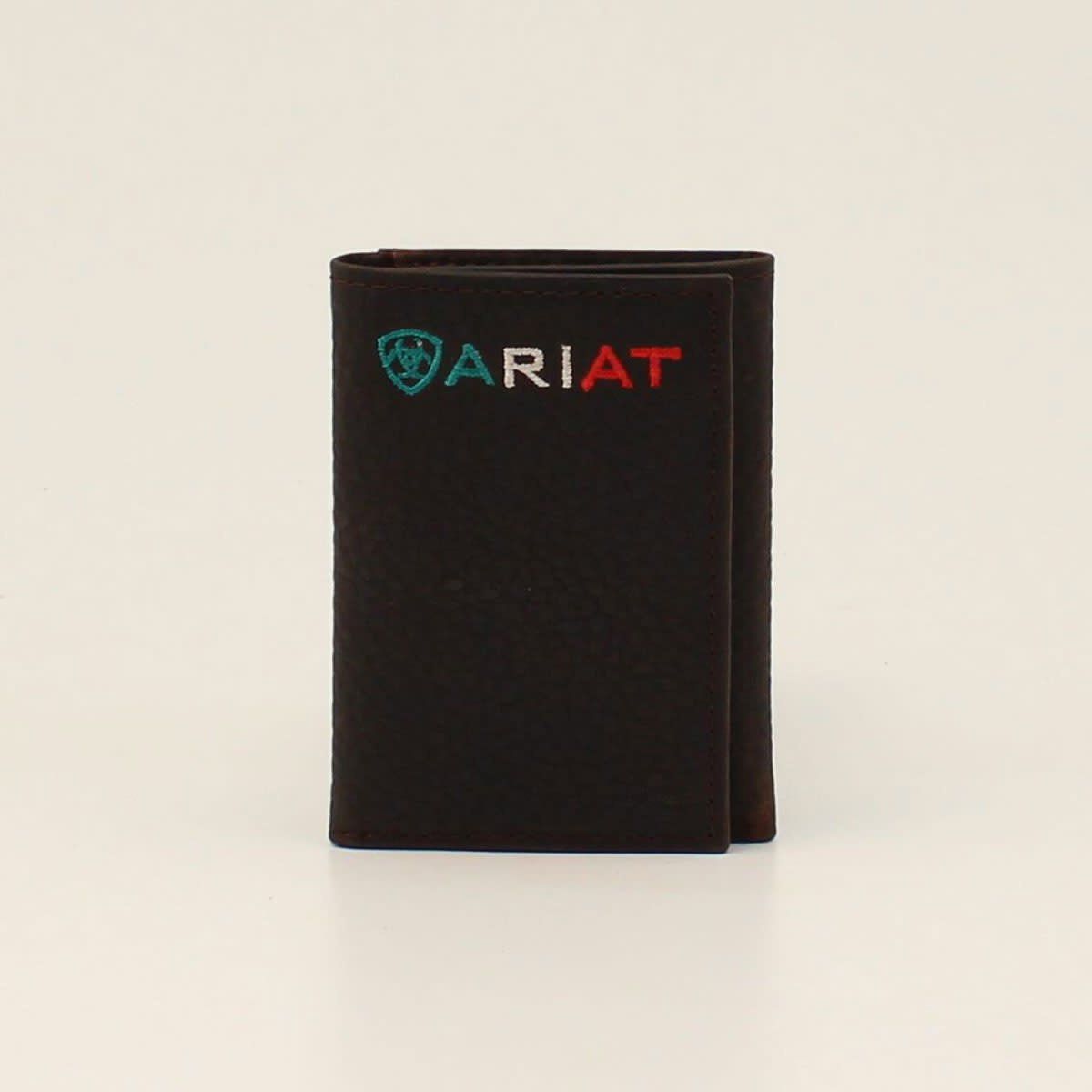 Ariat Mens Trifold Wallet Logo Mexico Brown Rowdy A35508282