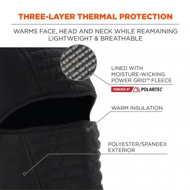 Ergodyne Insulated Balaclava Face Mask 3-Layer 6955 Black