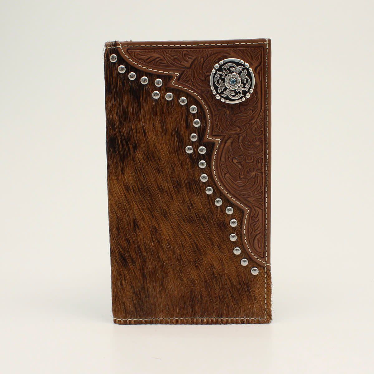Nocona Rodeo Calf Hair Floral Tooled Round Concho Brown N500017002 Nocona Rodeo Calf Hair Floral Tooled Round Concho Brown N500017002