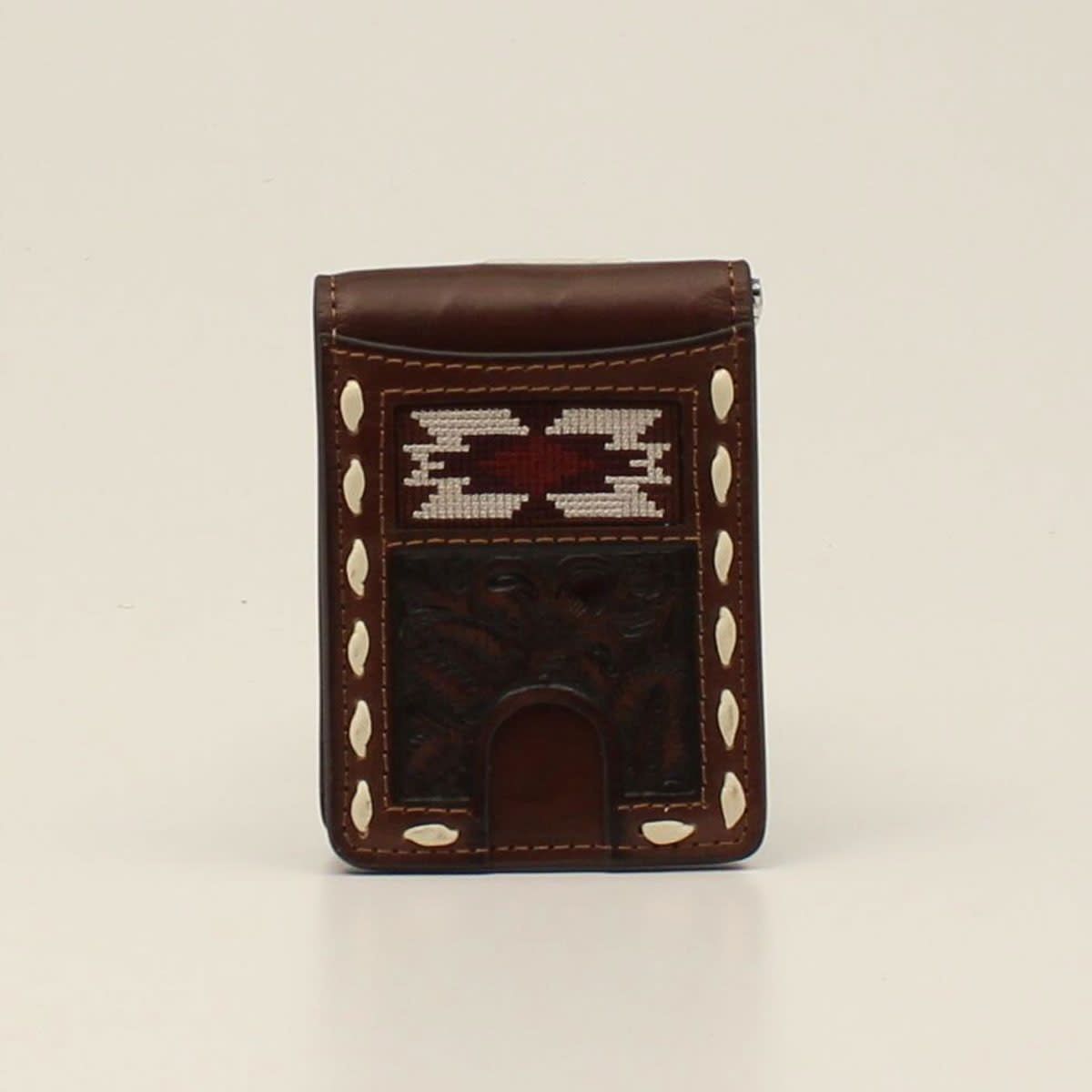 Nocona Bifold Money Clip Wallet SouthWestern Buck Lacing Brown N500040002