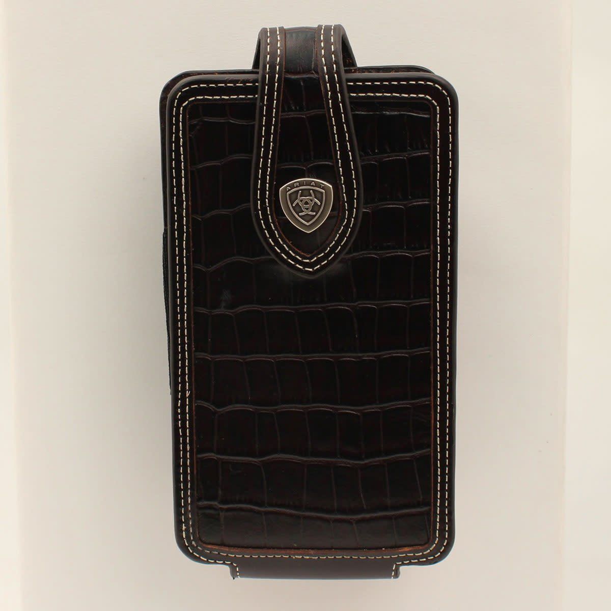 Ariat Leather Cell Phone Case – Crocodile Print, Brown (Model A0600502)