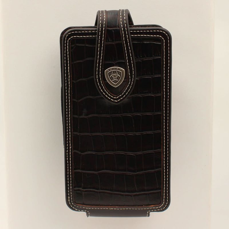 Ariat Leather Cell Phone Case – Crocodile Print, Brown (Model A0600502)
