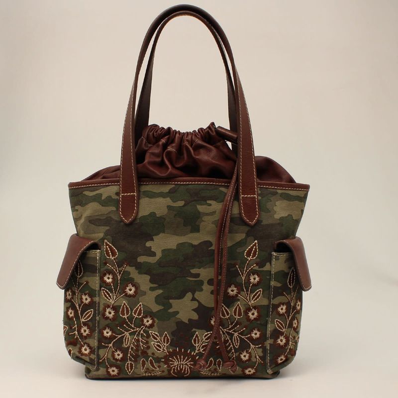 **Nocona Bucket Bag Camo Style Flower Embossed Brown N770009102