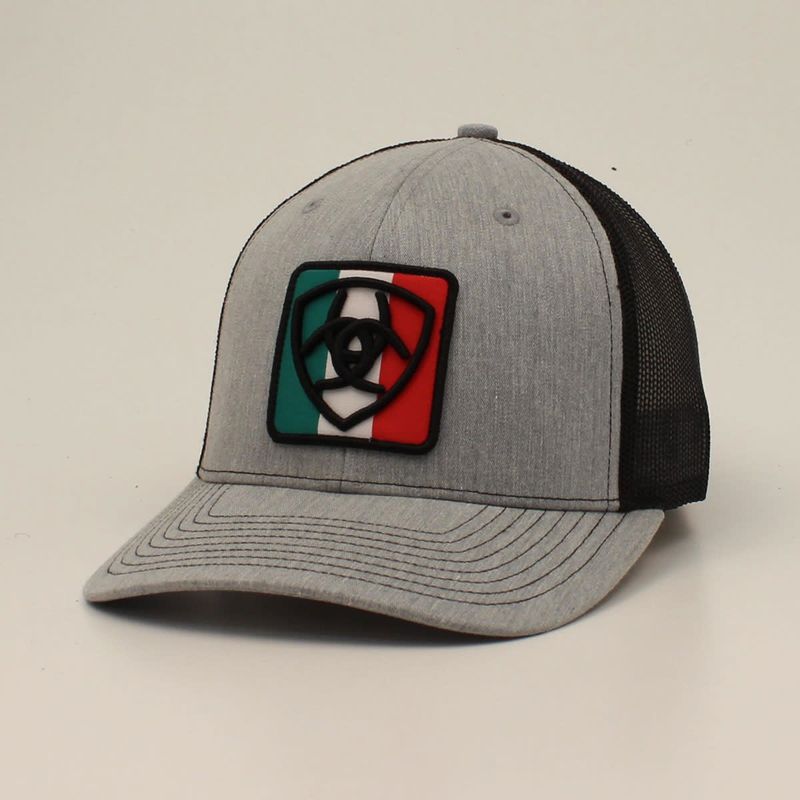 ARIAT MENS R112 CAP SHIELD MEXICO FLAG GREY A300048006